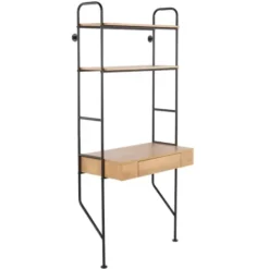 Office Furniture-Kirkland's Home Wall-Mounted Steel And Blonde Wood Desk