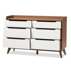 Dressers & Chests-Kirkland's Home Walnut And White Mid-Century Modern Dresser