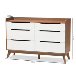 Dressers & Chests-Kirkland's Home Walnut And White Mid-Century Modern Dresser
