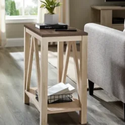 Accent & End Tables-Kirkland's Home Walnut And White Oak Narrow Frame Accent Table Brown