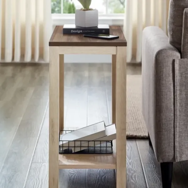 Accent & End Tables-Kirkland's Home Walnut And White Oak Narrow Frame Accent Table Brown