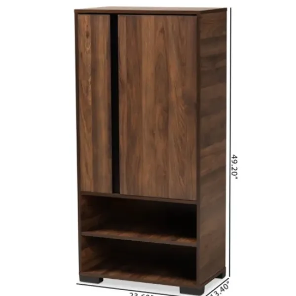 Entryway Furniture-Kirkland's Home Walnut Asymmetrical Shoe Storage Cabinet Brown