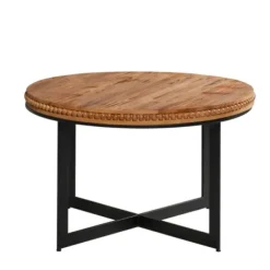 Coffee Tables-Kirkland's Home Walnut Beaded Industrial Coffee Table
