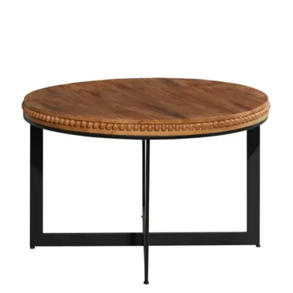 Coffee Tables-Kirkland's Home Walnut Beaded Industrial Coffee Table