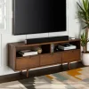 Tv Stands & Media Consoles-Kirkland's Home Walnut 3-Door Mid-Century Modern Tv Stand Brown