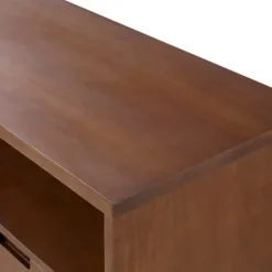 Tv Stands & Media Consoles-Kirkland's Home Walnut 3-Door Mid-Century Modern Tv Stand Brown