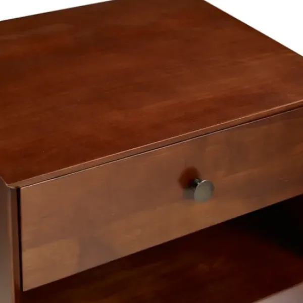 Nightstands-Kirkland's Home Walnut 1-Drawer Mid Century Nightstand Brown
