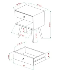 Nightstands-Kirkland's Home Walnut 1-Drawer Mid Century Nightstand Brown