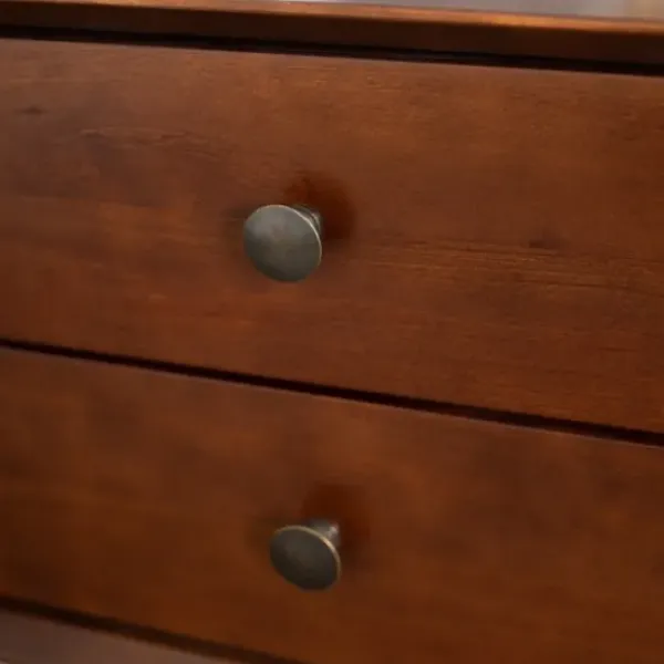 Nightstands-Kirkland's Home Walnut 2-Drawer Mid-Century Modern Nightstand Brown