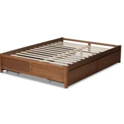 Beds & Headboards-Kirkland's Home Walnut 4-Drawer Queen Bed Frame Brown