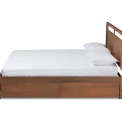 Beds & Headboards-Kirkland's Home Walnut 4-Drawer Queen Bed Frame With Headboard Brown