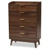 Dressers & Chests-Kirkland's Home Walnut 5-Drawer Wood Chest Brown