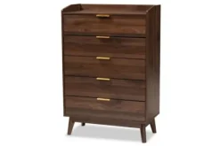 Dressers & Chests-Kirkland's Home Walnut 5-Drawer Wood Chest Brown