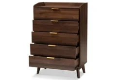 Dressers & Chests-Kirkland's Home Walnut 5-Drawer Wood Chest Brown