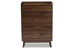 Dressers & Chests-Kirkland's Home Walnut 5-Drawer Wood Chest Brown