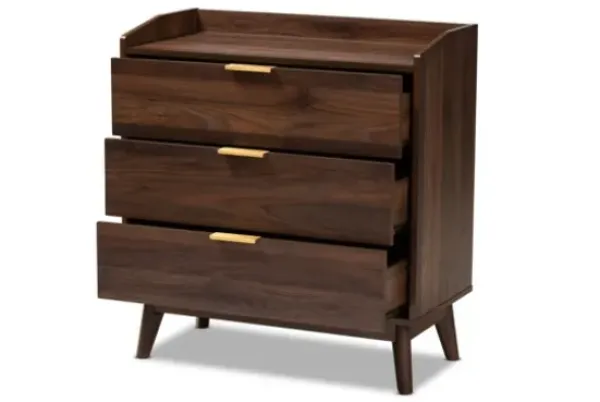 Dressers & Chests-Kirkland's Home Walnut 3-Drawer Wood Chest Brown