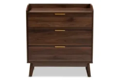 Dressers & Chests-Kirkland's Home Walnut 3-Drawer Wood Chest Brown