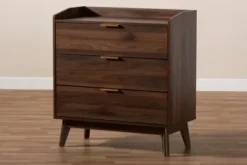Dressers & Chests-Kirkland's Home Walnut 3-Drawer Wood Chest Brown