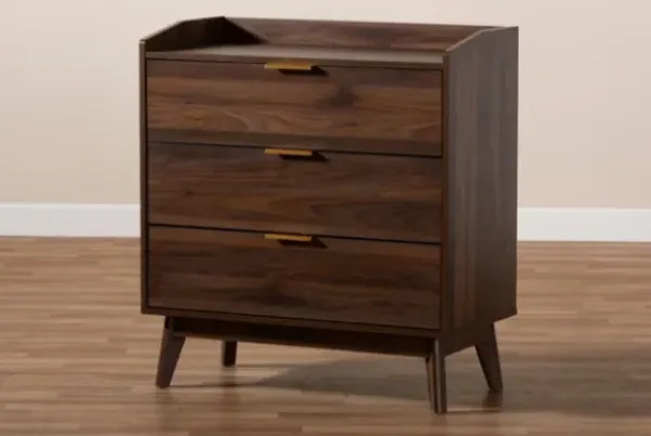 Dressers & Chests-Kirkland's Home Walnut 3-Drawer Wood Chest Brown