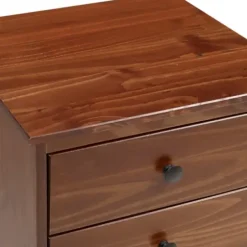 Nightstands-Kirkland's Home Walnut 3-Drawer Wood Nightstand Brown