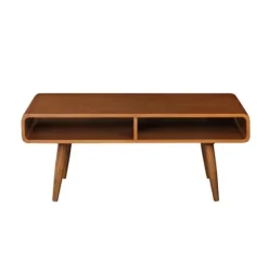 Coffee Tables-Kirkland's Home Walnut Mid-Century Modern Solid Wood Coffee Table Brown