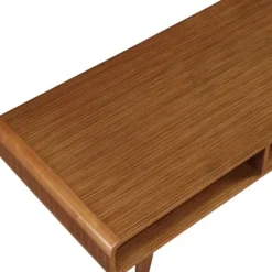 Coffee Tables-Kirkland's Home Walnut Mid-Century Modern Solid Wood Coffee Table Brown