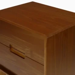 Nightstands-Kirkland's Home Walnut Mid-Century Modern 2-Drawer Nightstand Brown