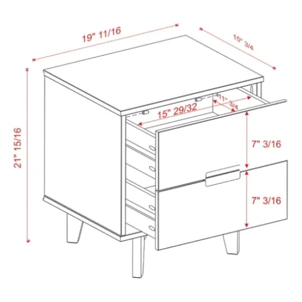 Nightstands-Kirkland's Home Walnut Mid-Century Modern 2-Drawer Nightstand Brown