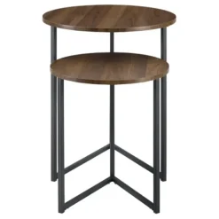 Accent & End Tables-Kirkland's Home Walnut Nesting V-Leg Accent Tables, Set Of 2 Brown