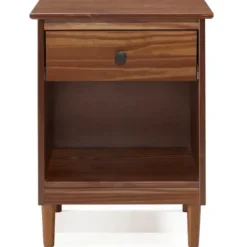 Nightstands-Kirkland's Home Walnut One-Drawer Wood Nightstand Brown
