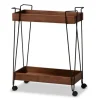 Kitchen Islands & Bar Carts-Kirkland's Home Walnut Paulownia 2-Tier Tray Bar Cart