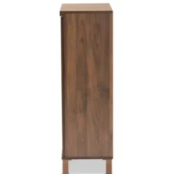 Entryway Furniture-Kirkland's Home Walnut Slim Shoe Storage Cabinet Brown