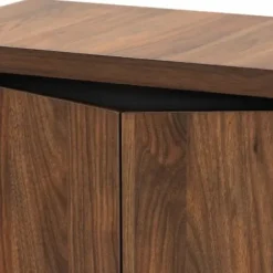 Entryway Furniture-Kirkland's Home Walnut Slim Shoe Storage Cabinet Brown