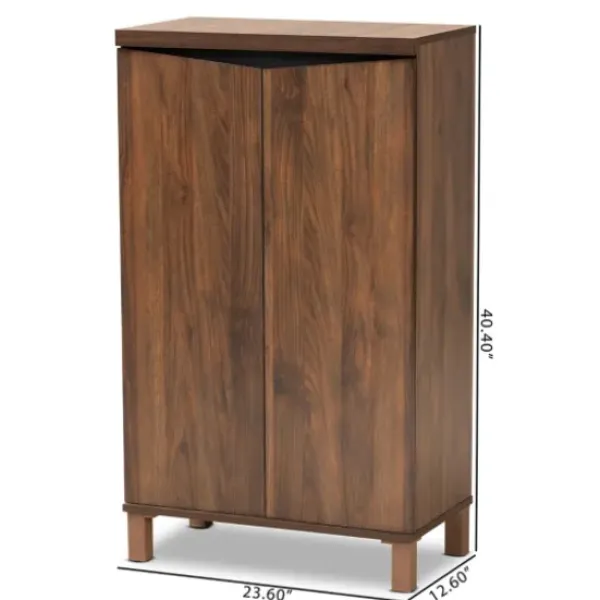 Entryway Furniture-Kirkland's Home Walnut Slim Shoe Storage Cabinet Brown