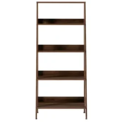 Bookshelves-Kirkland's Home Walnut 4-Tier Ladder Bookshelf Brown