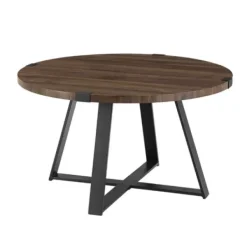Coffee Tables-Kirkland's Home Walnut Urban Rustic Round Coffee Table Brown