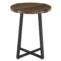 Accent & End Tables-Kirkland's Home Walnut Urban Rustic Round Accent Table Brown