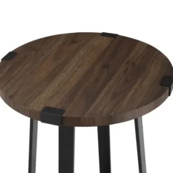 Accent & End Tables-Kirkland's Home Walnut Urban Rustic Round Accent Table Brown