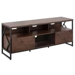 Tv Stands & Media Consoles-Kirkland's Home Walnut Wood And Black Steel Media Stand Brown