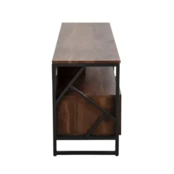 Tv Stands & Media Consoles-Kirkland's Home Walnut Wood And Black Steel Media Stand Brown