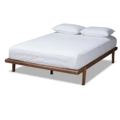 Beds & Headboards-Kirkland's Home Walnut Wood Full Platform Bed Brown