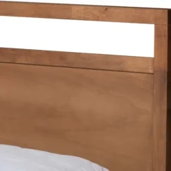 Beds & Headboards-Kirkland's Home Walnut Wood Headboard 4-Drawer King Platform Bed Brown
