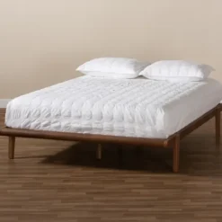Beds & Headboards-Kirkland's Home Walnut Wood King Platform Bed Brown