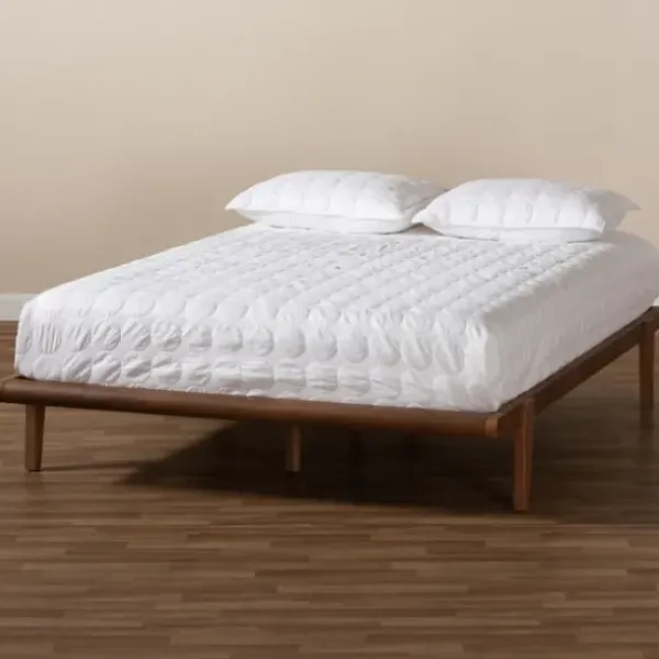 Beds & Headboards-Kirkland's Home Walnut Wood King Platform Bed Brown