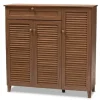 Entryway Furniture-Kirkland's Home Walnut Wood 11-Shelf Paneled Shoe Cabinet Brown