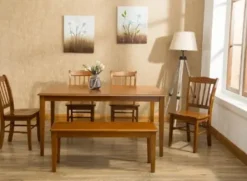 Dining Chairs-Kirkland's Home Walnut Wooden Dining Bench Brown