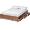 Beds & Headboards-Kirkland's Home Walnut Wooden 3-Drawer Platform Bed Brown