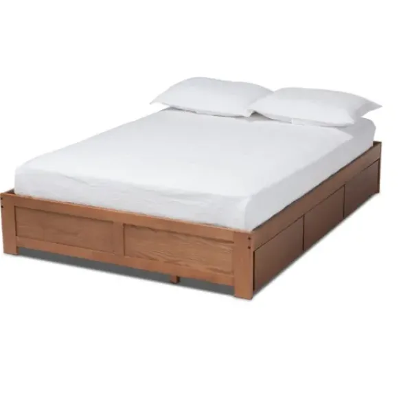 Beds & Headboards-Kirkland's Home Walnut Wooden 3-Drawer Platform Bed Brown
