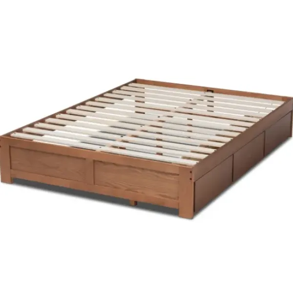 Beds & Headboards-Kirkland's Home Walnut Wooden 3-Drawer Platform Bed Brown