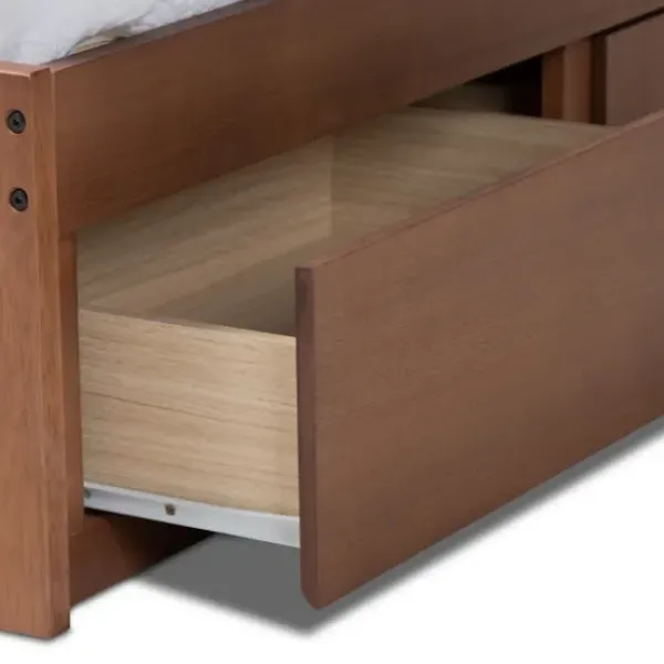 Beds & Headboards-Kirkland's Home Walnut Wooden 3-Drawer Platform Bed Brown